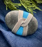 Turquoise and Silver Meditation Stone, Zen Stone, Japanese Mizuhiki Rock - Image 2