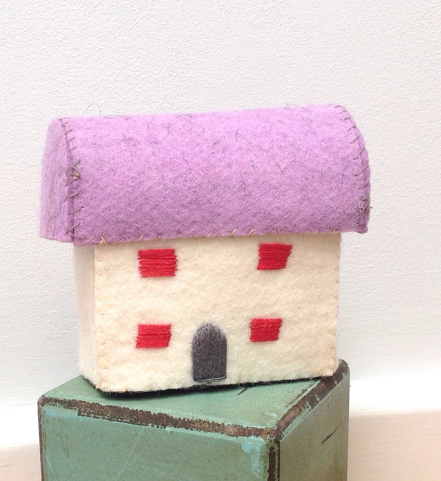 Miniature Lilac Felt Cottage