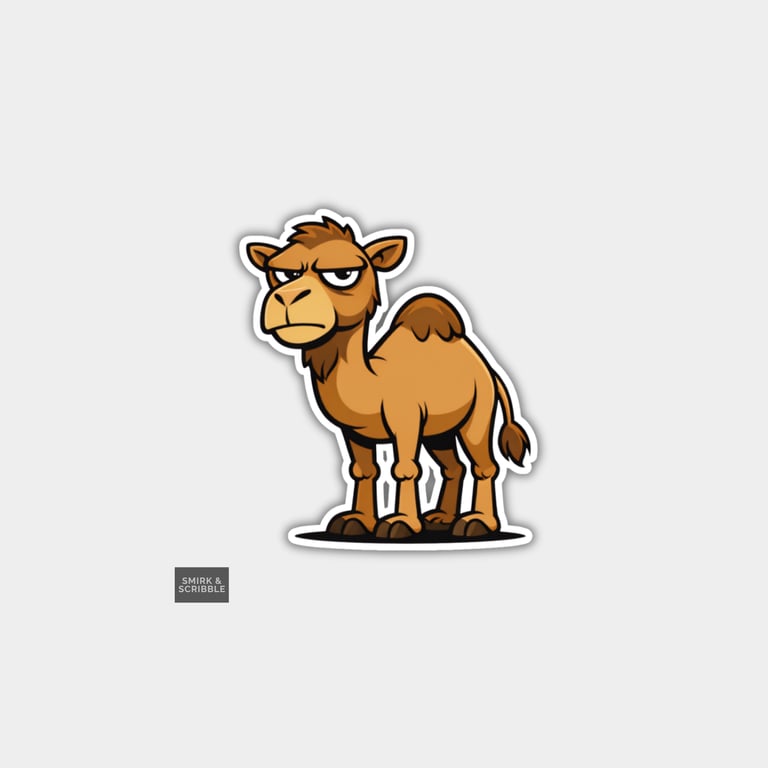 Funny Novelty Vinyl Sticker - Grumpy Camel     
