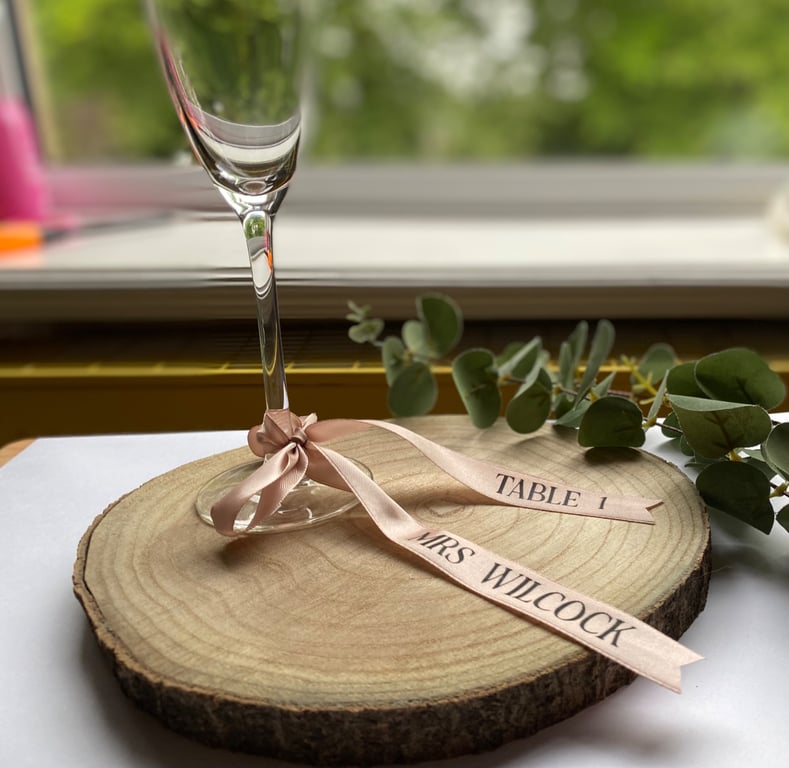 Wedding- personalised name place ribbon, wedding, dinner party, special occasion