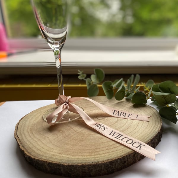 Wedding- personalised name place ribbon, wedding, dinner party, special occasion