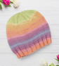 Baby Girl Hand Knitted Beanie Hat, Pastel Stripes, Newborn Gifts, Winter  - Image 1