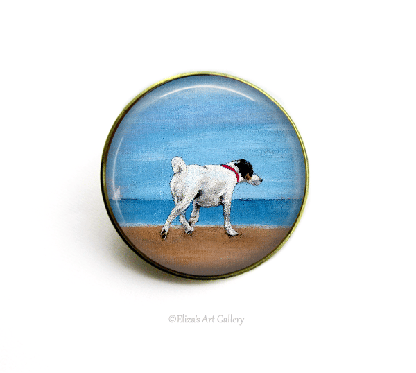 Gold Tone Smooth Fox Terrier Dog Art Brooch