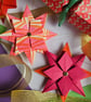 Two Origami Christmas Stars: Hanging Decorations (Pink and Orange)