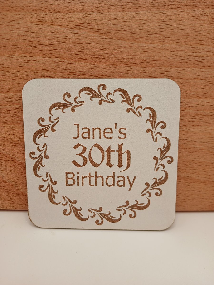 Set of 4 White Wood Coasters for Personalisation.