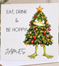 Personalised Funny Frog Christmas Card - Eat Drink & Be Hoppy