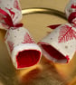 Pick and mix reusable Christmas Crackers. Linen-look with red trees and deer - Image 2
