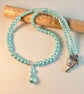 Pale Aqua Glass Pearl Necklace - Handmade In Devon - Image 2