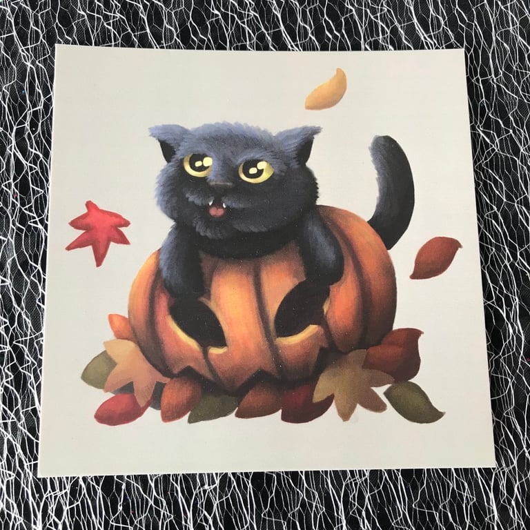 Spooky Creatures Square Post Card Print