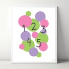 Numbers A4 Art Print
