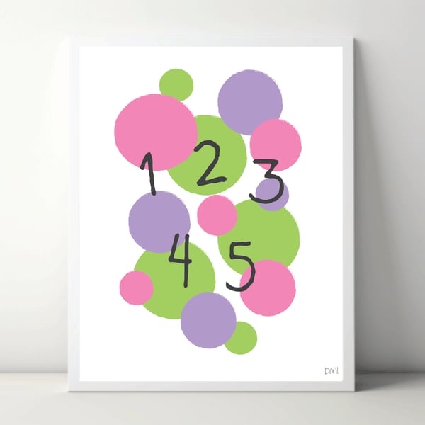 Numbers A4 Art Print