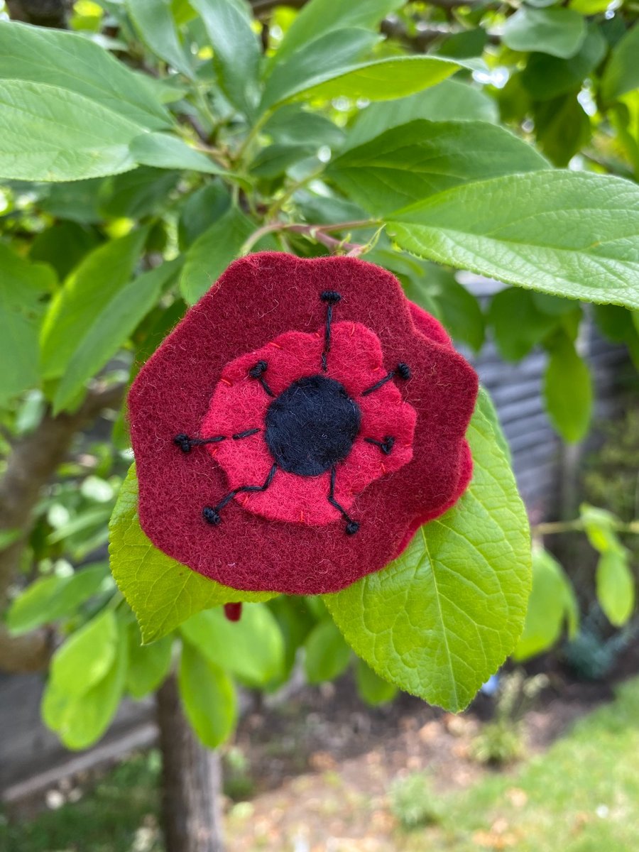 Large Poppy Red Felt Hairclip with aligator grip clip