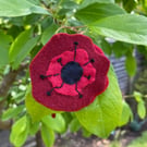 Large Poppy Red Felt Hairclip with aligator grip clip
