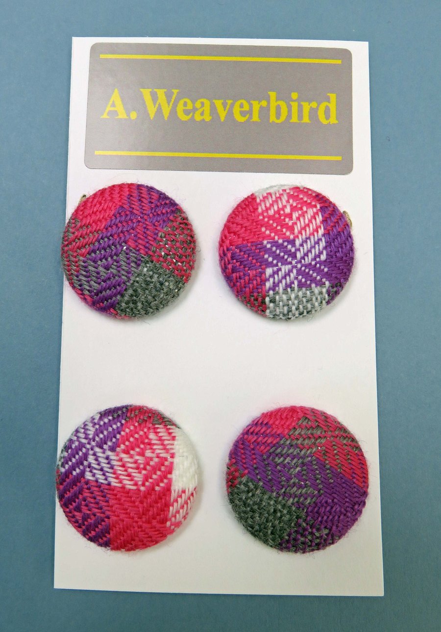 Set of 4 Pink Covered Buttons