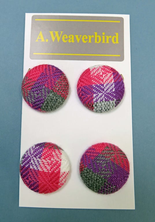 Set of 4 Pink Covered Buttons