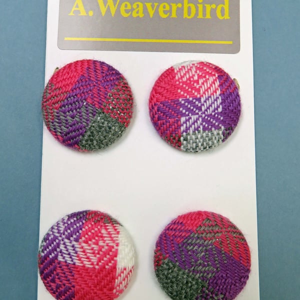 Set of 4 Pink Covered Buttons