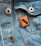 Mediterranean Olives Postage Stamp Polymer Clay Pin Badge