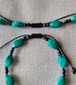 Turquoise & Black Beaded Necklace and Bracelet Set - Handmade Boho Jewellery. - Image 4