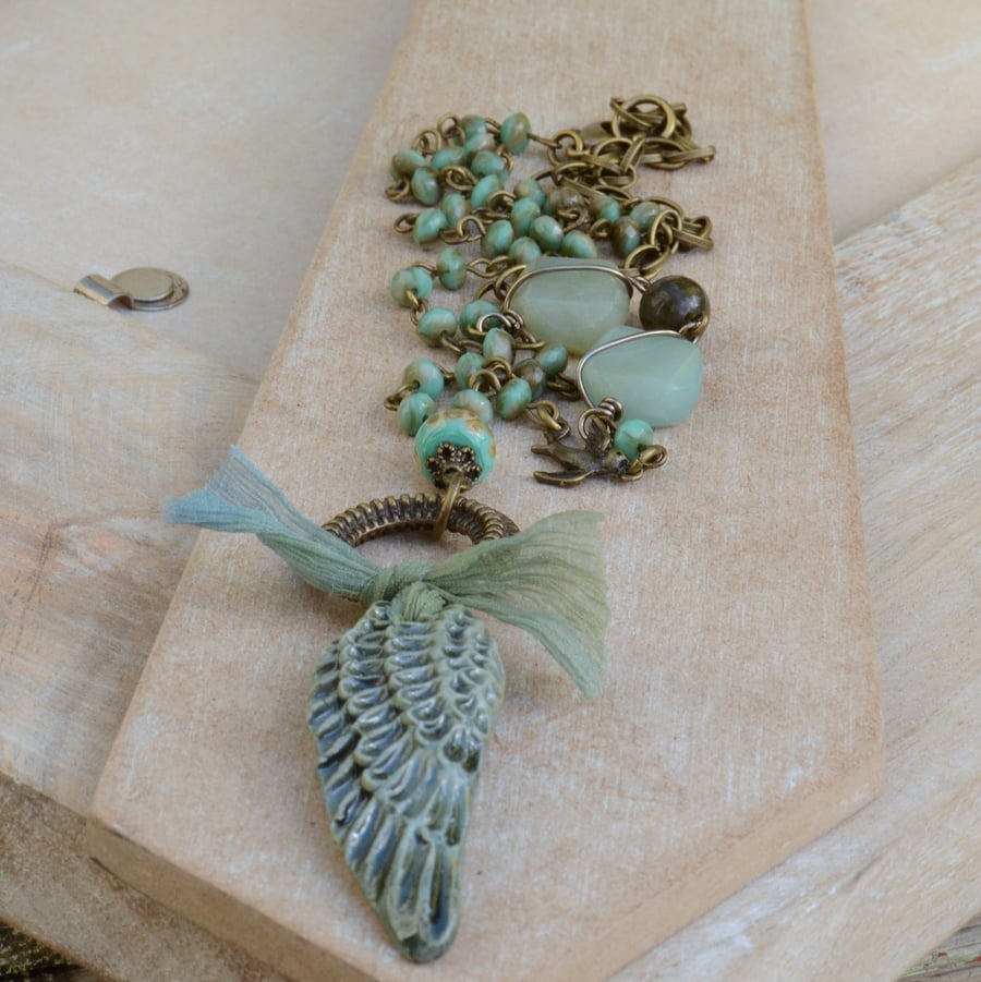 Ceramic, Lampwork Glass, Ribbon, Czech Beads, A... - Folksy