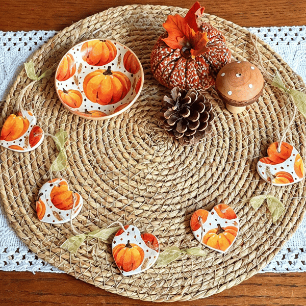 Pumpkin Clay Heart Bunting 