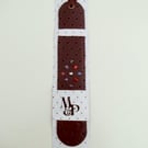 Floral Patterned Brown Leather Bookmark With Healing Crystals, White Quartz Cent