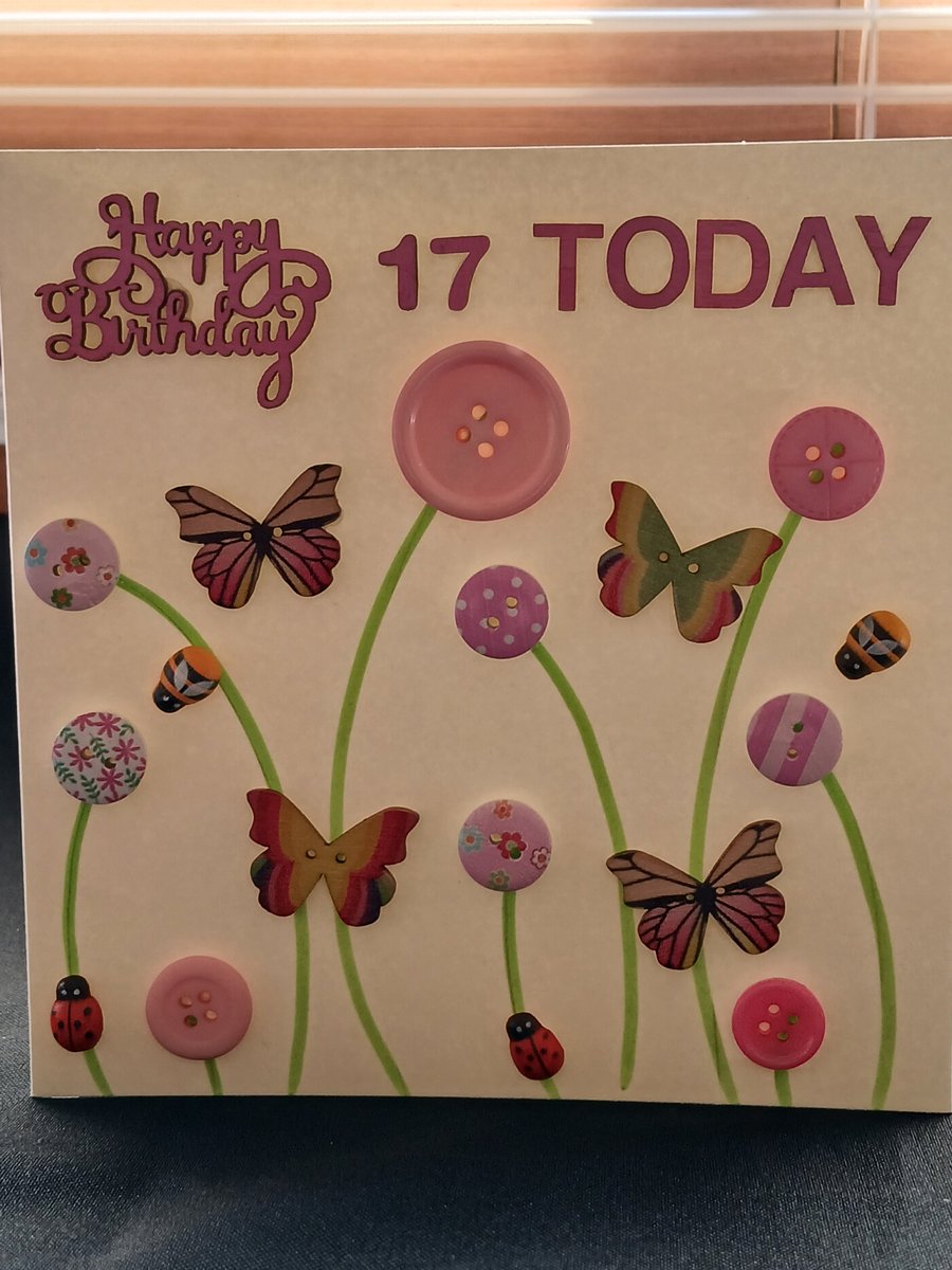 Handmade 17th birthday card 