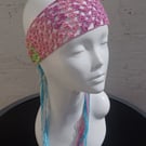 Summer head scarf, beach headband, multicolour Boho bandana 