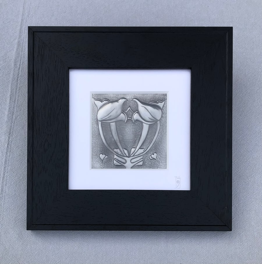 Tulips & Hearts in Pewter