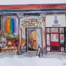 News from Nowhere community bookshop liverpool watercolour print