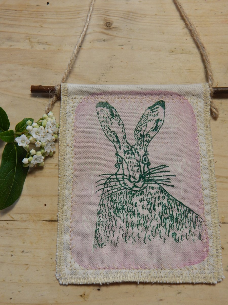 Fabric Hare hanger on willow
