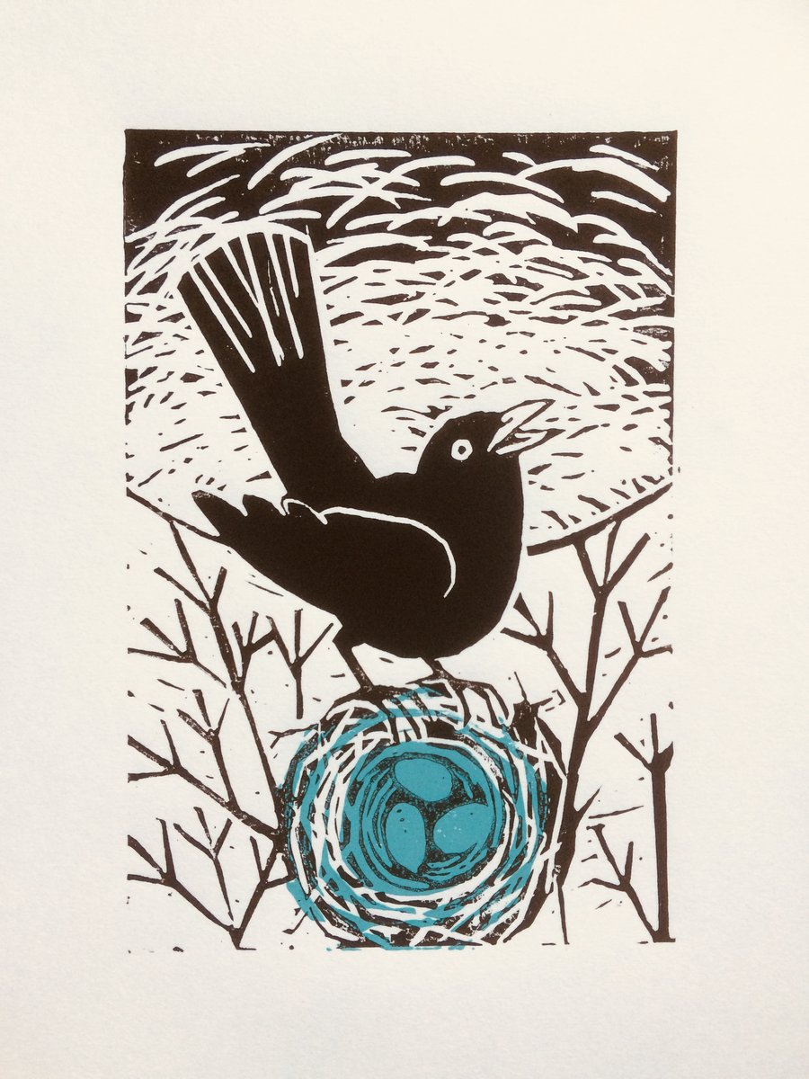 'Blackbird's Nest' Lino Print