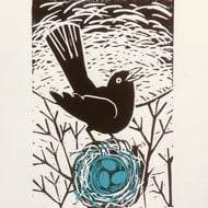 'Blackbird's Nest' Lino Print