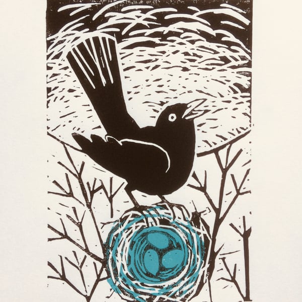 'Blackbird's Nest' Lino Print