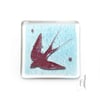 Swallow Fused Glass Coaster, drinks mat, gift for nature lover, ornithologist