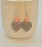 Gold heart earrings - Orange - Image 3
