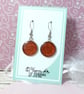 Deep red dangle earrings, lightweight circular drop earrings for women - Image 3