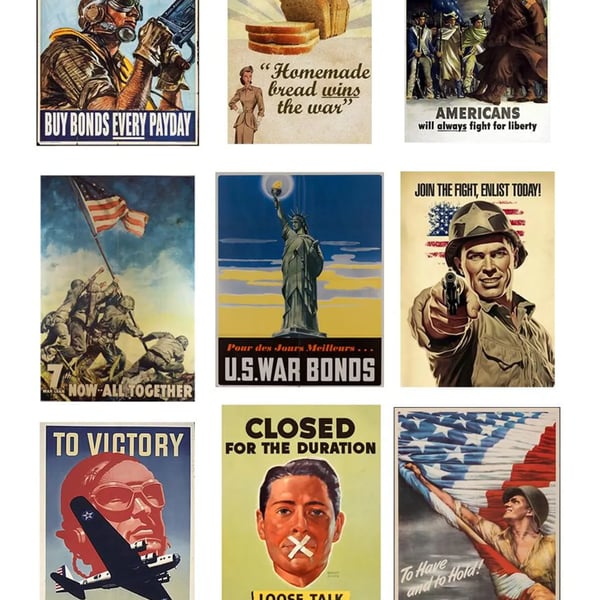 WW2 American Posters for Modelling (Glossy Stickers)
