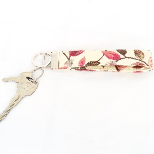 Floral wristlet key fob