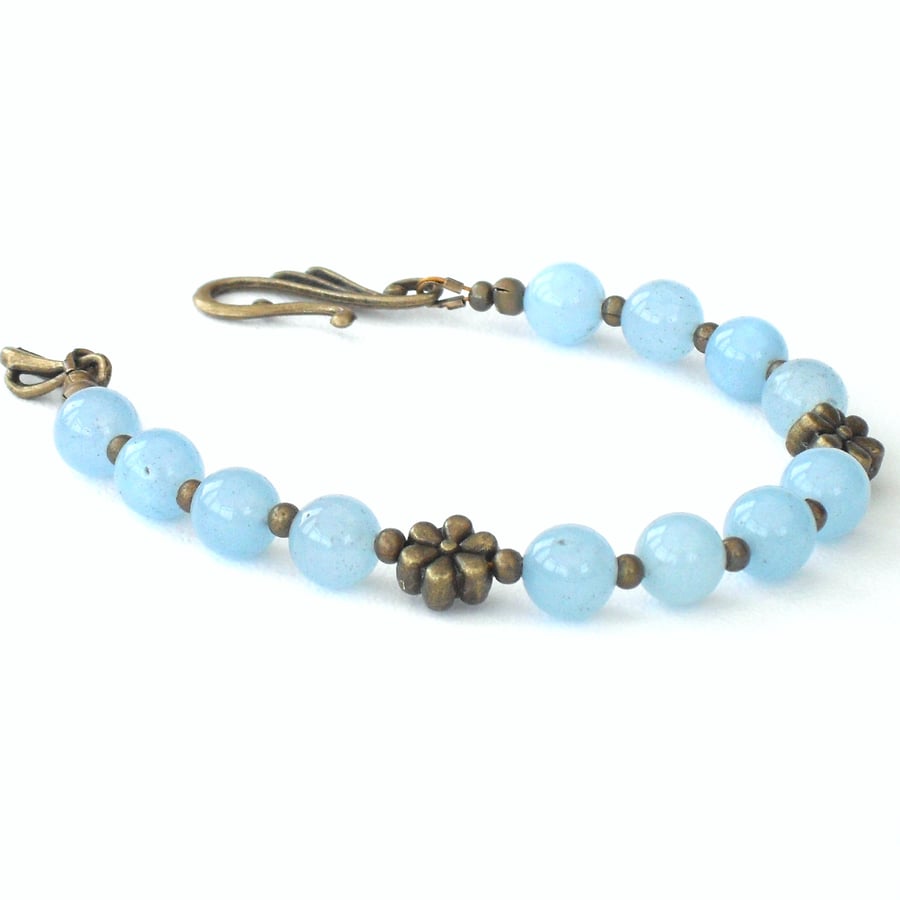  Handmade gemstone bracelet, blue jade