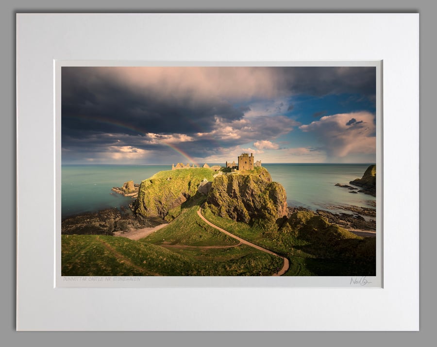 Dunnottar Castle Rainbow Stonehaven Scotland - A3 (50x40cm) Unframed Print