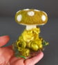 Green Toadstool Mushroom in Moss Needle Felted with Wool Fibres.