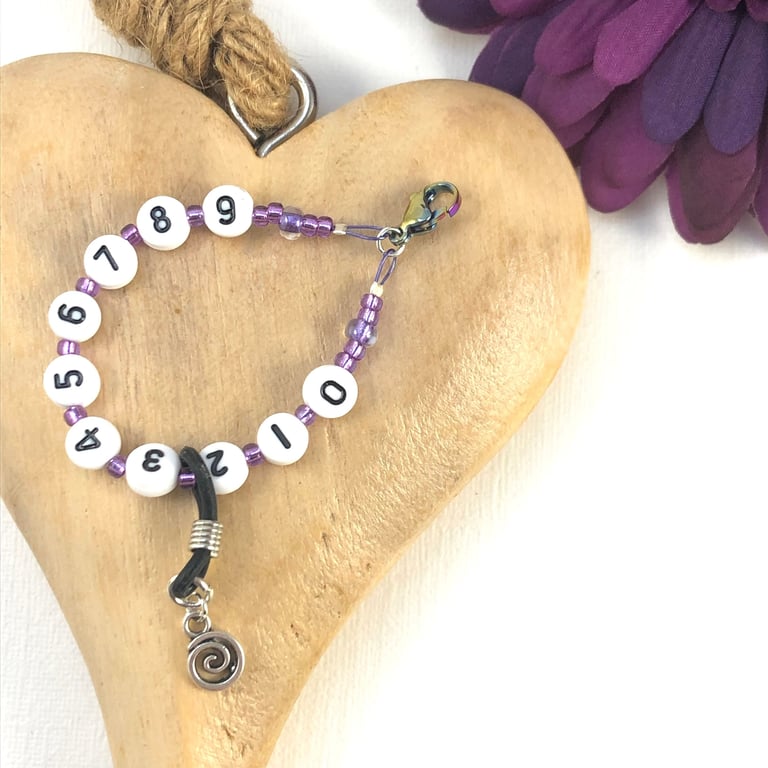 Purple Swirl - Mini 1-9 Numbered Repeat Section Knitting Row Counter