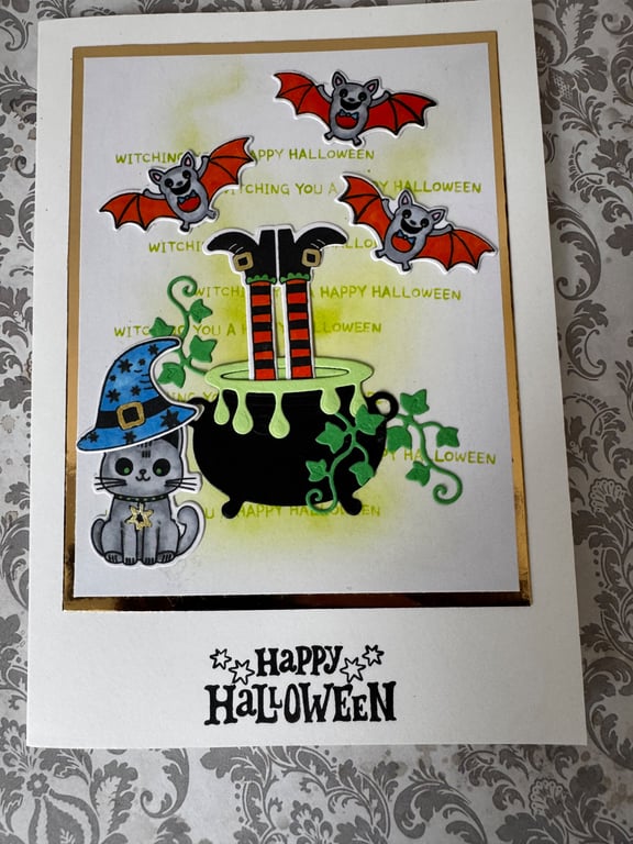 "Witching You a Happy Halloween" Handmade Greeting Card