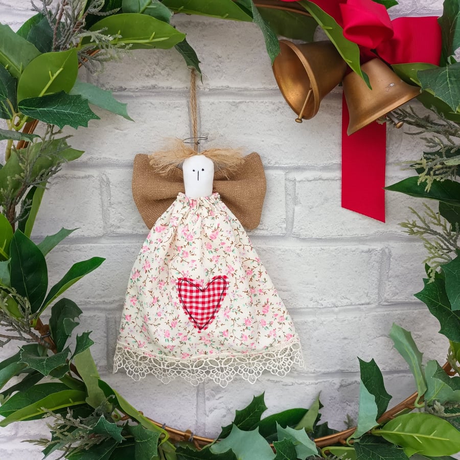 Primitive fabric angel, Christmas angel, hanging decorations, fabric angel