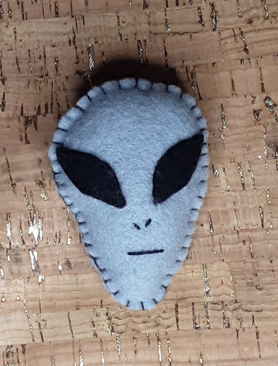 Alien Grey Felt Brooch