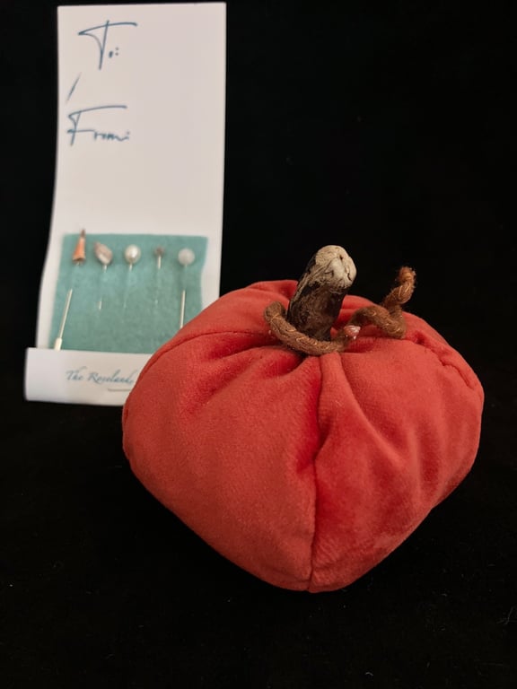 Pumpkin Pin Cushion plus, one pack of Tidal Treasure Pins 