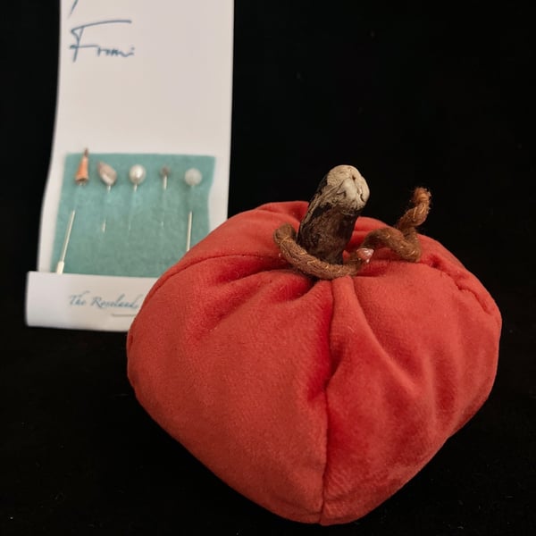 Pumpkin Pin Cushion plus, one pack of Tidal Treasure Pins 