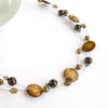 Golden Brown Necklace - Coffee Floating Pearl Necklaces - Multi Strand Jewellery