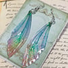 Pastel Blue Sterling Silver Fairy Wing Earrings Style 2