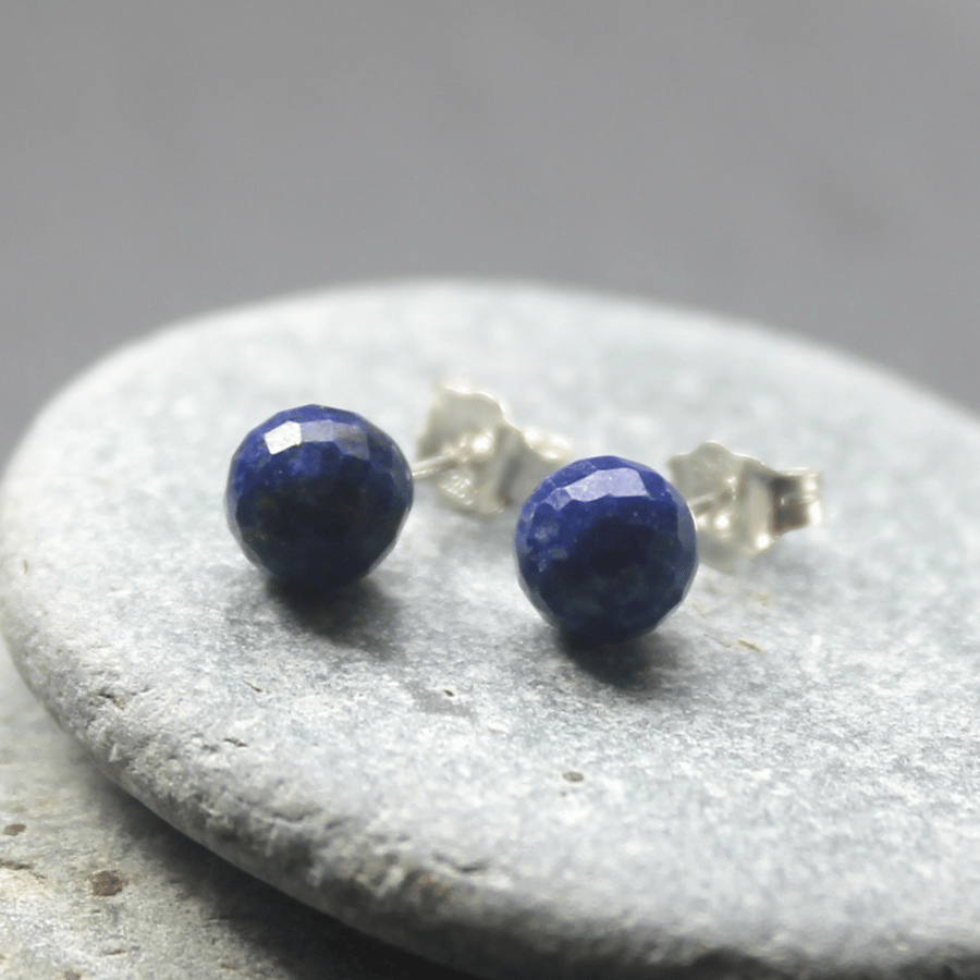 Lapis Lazuli & Sterling Silver Stud Earrings